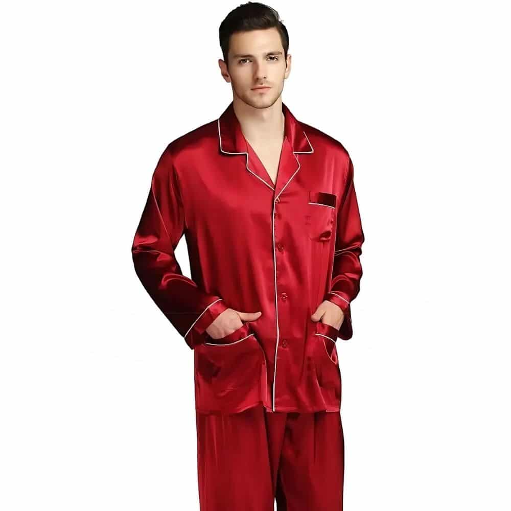 ABEHIK Short Pyjama Homme Satin – Court, Couleur Unie, Tissu Doux Respirant, Coupe Ample Confortable Pour La Maison & Plage