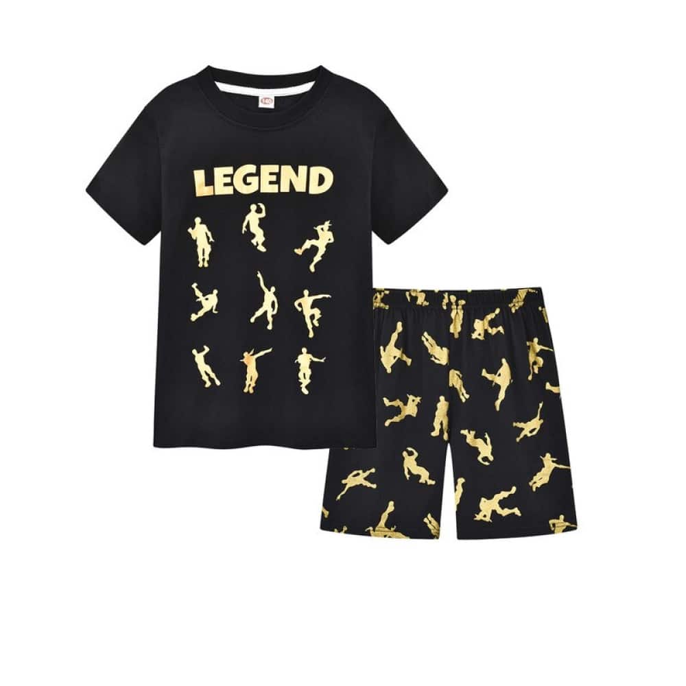 Pyjama à manches courtes noir avec inscription "Legend" doré pyjama a manches courtes noir avec inscription legend dore