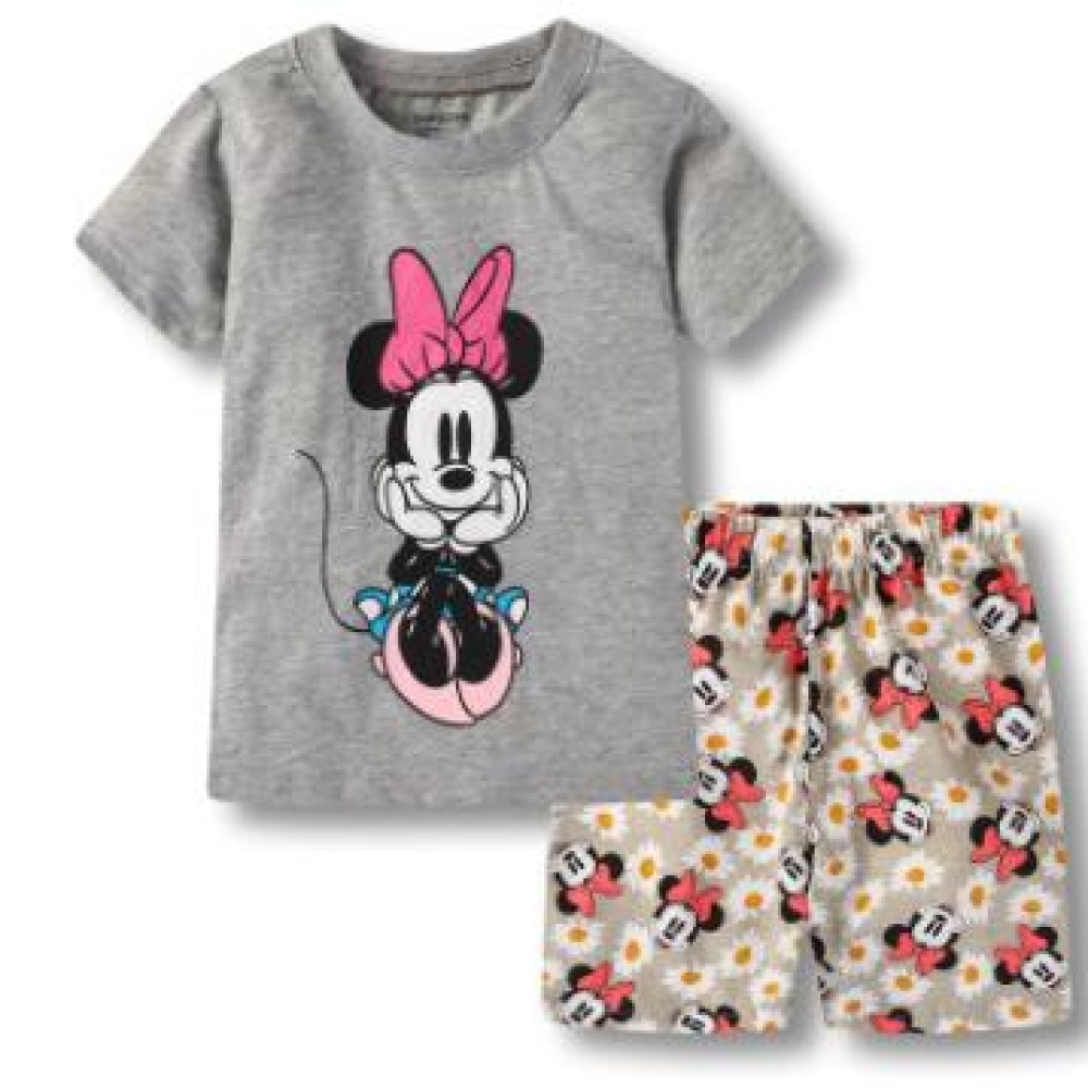 Pyjama d'été deux pièces gris à motif Minnie pour filles pyjama d ete minnie mouse pour filles 20