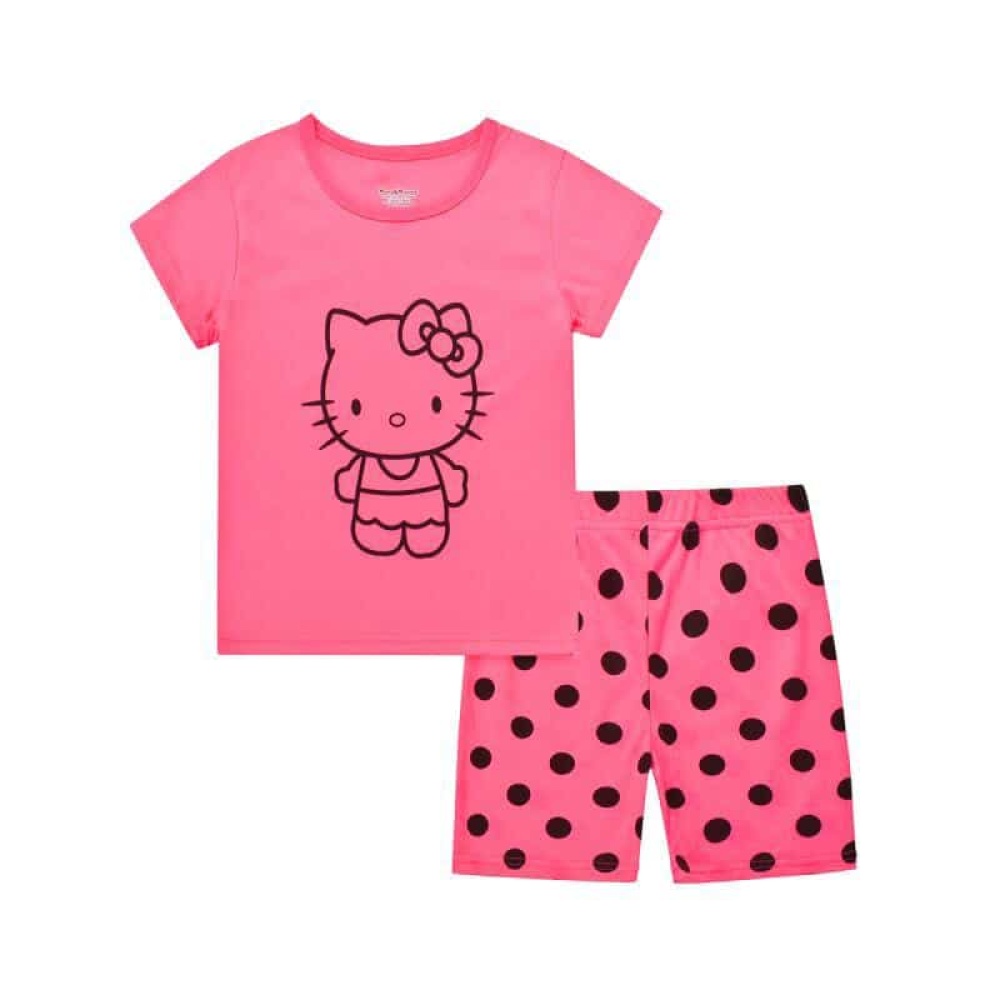 Pyjama d'été t-shirt à motif Hello Kitty et short rose pyjama d ete minnie mouse pour filles 9