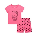 Pyjama d'été t-shirt à motif Hello Kitty et short rose et noir très à la mode