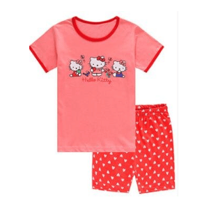 Pyjama d’été à manches courtes rouge motif Hello Kitty pyjama dete a manches courtes rouge motif hello kitty