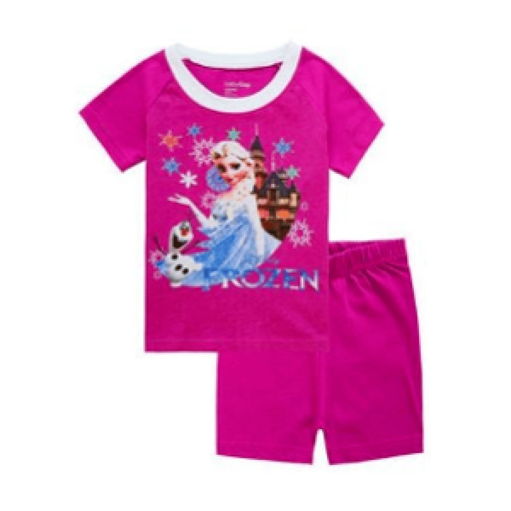 Pyjama deux pièces à motif Elsa la reine des neiges rose et blanc