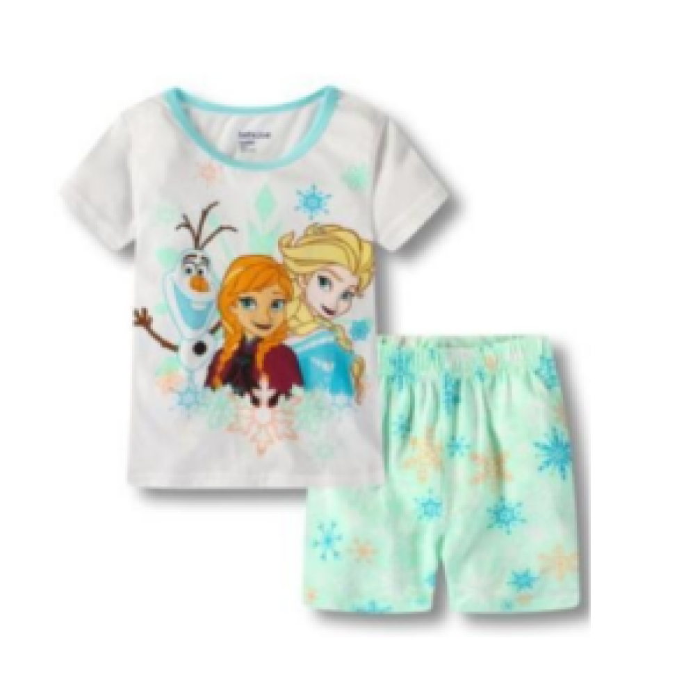 Pyjama deux pièces à motif Olaf, Anna et Elsa ensemble à la mode