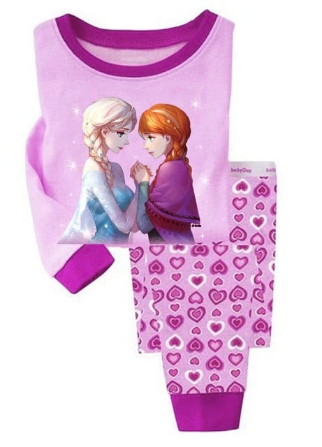 Pyjama deux pièces violet à manches longues motif Elsa et Anna pyjama deux pieces violet a manches longues motif elsa et anna