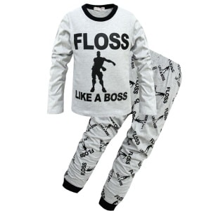 Pyjama blanc avec inscription « Floss like a boss» gris très haute qualité