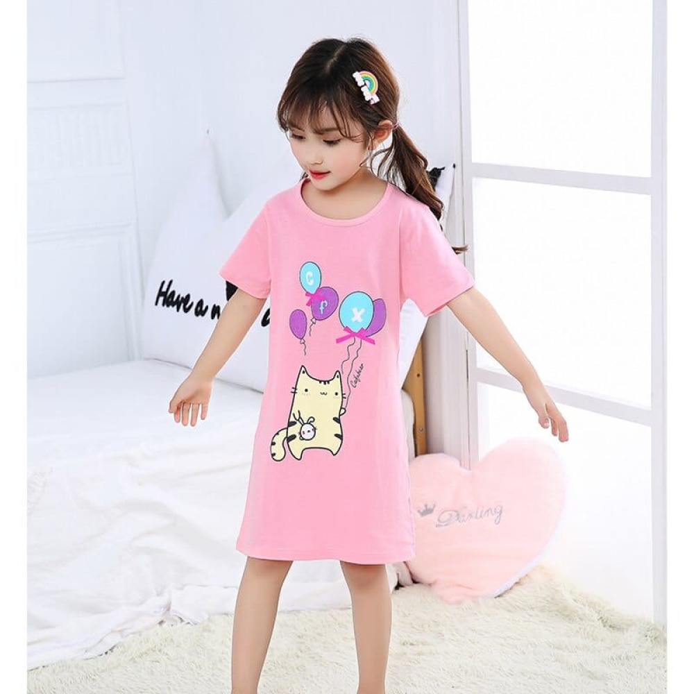 Pyjama robe de nuit en coton avec imprimé chat pyjama robe de nuit manches courtes a motif ananas pour filles 12