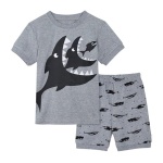 Pyjama t-shirt et short gris à motif requin pour garçon très haute qualité à la mode