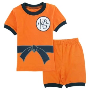 Pyjama t-shirt polo et short Sangoku orange et noir à la mode