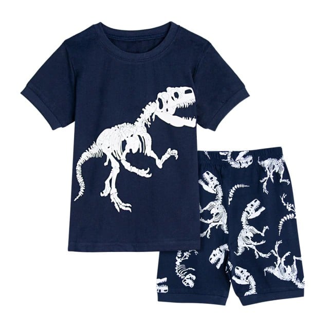 Pyjama t-shirt polo et short à motif dinosaure pyjama t shirt et short a motif moto pour garcon 9