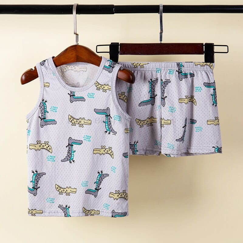 Ensemble pyjama d’été en coton motif crocodile pour enfants ensemble pyjama dete en coton motif arc en ciel pour enfants 3