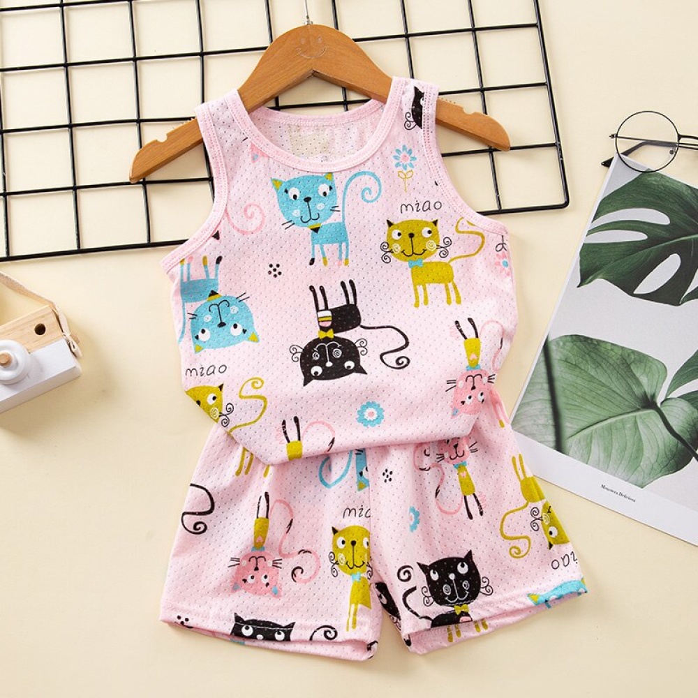 Ensemble pyjama d’été en coton motif chat pour enfants ensemble pyjama dete en coton motif arc en ciel pour enfants 9