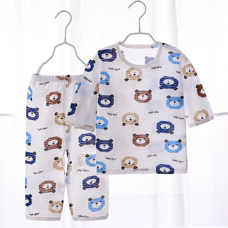 Pyjama d'été blanc en coton motif ours pour enfant pyjama dete blanc en coton a motif nuages pour enfants 3