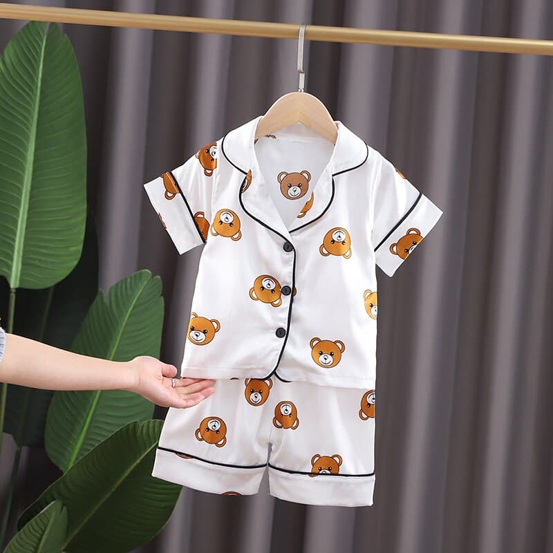 Pyjama d’été blanc en coton motif ours pour enfants pyjama dete rose en coton motif ours pour enfants 6