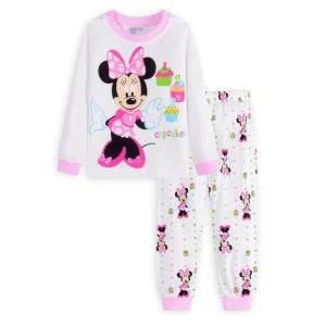 Ensemble pyjama deux pièces blanc motif Minnie Mouse très haute qualité à la mode