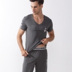 Pyjama deux pièces gris manche courte en coton très à la mode