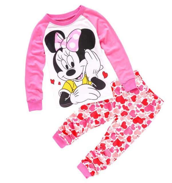 Pyjama deux pièces rose blanc à motif Minnie Mouse pyjama deux pieces rose blanc a motif minnie mouse