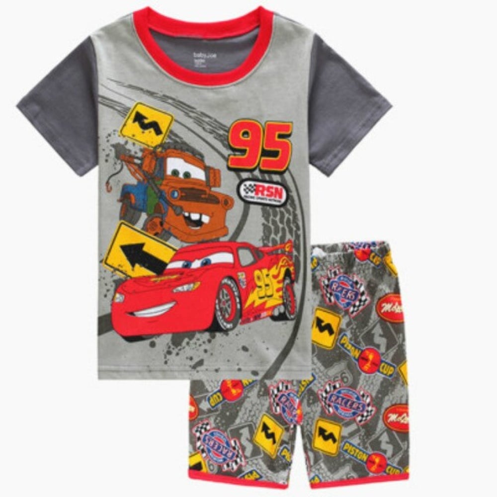 Pyjama d'été gris motif cars en coton pour garçons pyjama deux pieces spiderman en coton 19