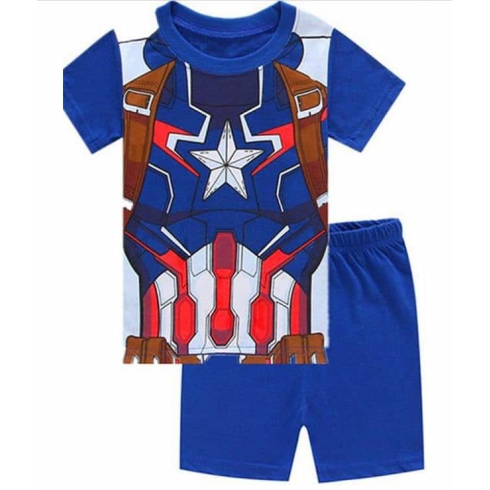 Pyjama d’été Captain America bleu en coton pour garçons pyjama deux pieces spiderman en coton 25