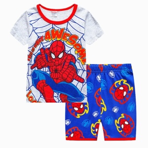 Pyjama deux pièces Spiderman en coton bleu et blanc à la mode