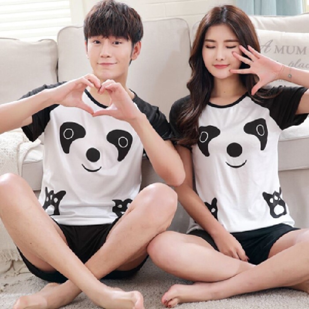 Pyjama pour couple motif panda vetements de nuit pour couple modele ligne 3