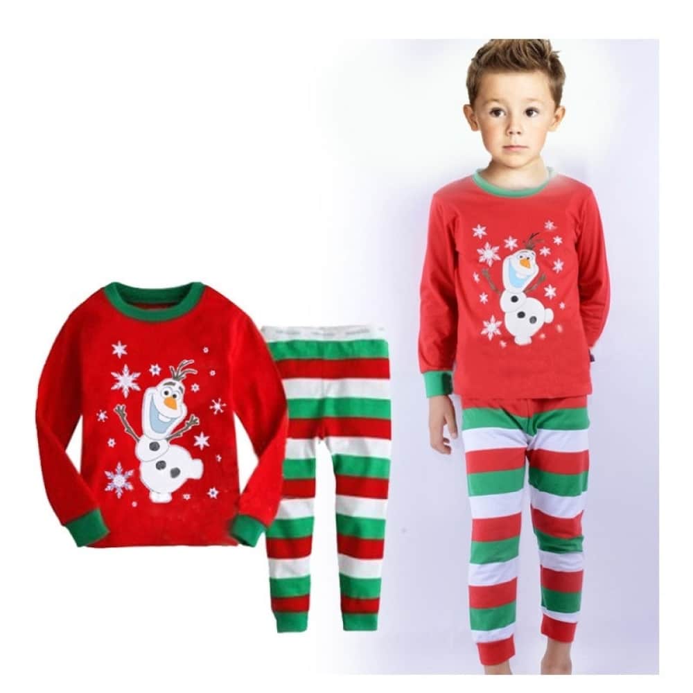 Pyjama de noël avec rayures et bonhomme de neige pour enfants 46149 3ekhx4