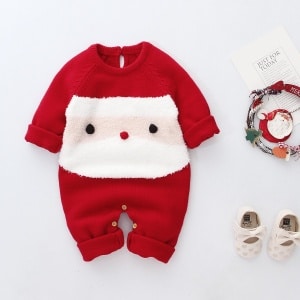 Combinaisons de noël pour nouveau-né de 0-24M garçon et fille à la mode rouge et blanc