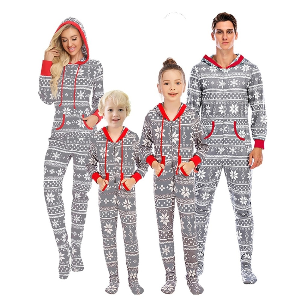 Pyjama combinaison de Noel Grise en coton pour la famille pyjama combinaison de noel gris fonce en coton pour la famille