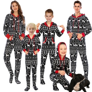 Pyjama combinaison de Noël Gris foncé en coton pour la famille complet à la mode