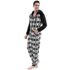 Pyjama combinaison Noire imprimé en flanelle pour homme très à la mode, très haute qualité