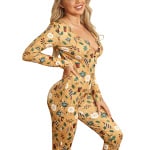 Pyjama combinaison sexy dorée manches longues pour femmes très haute qualité à la mode