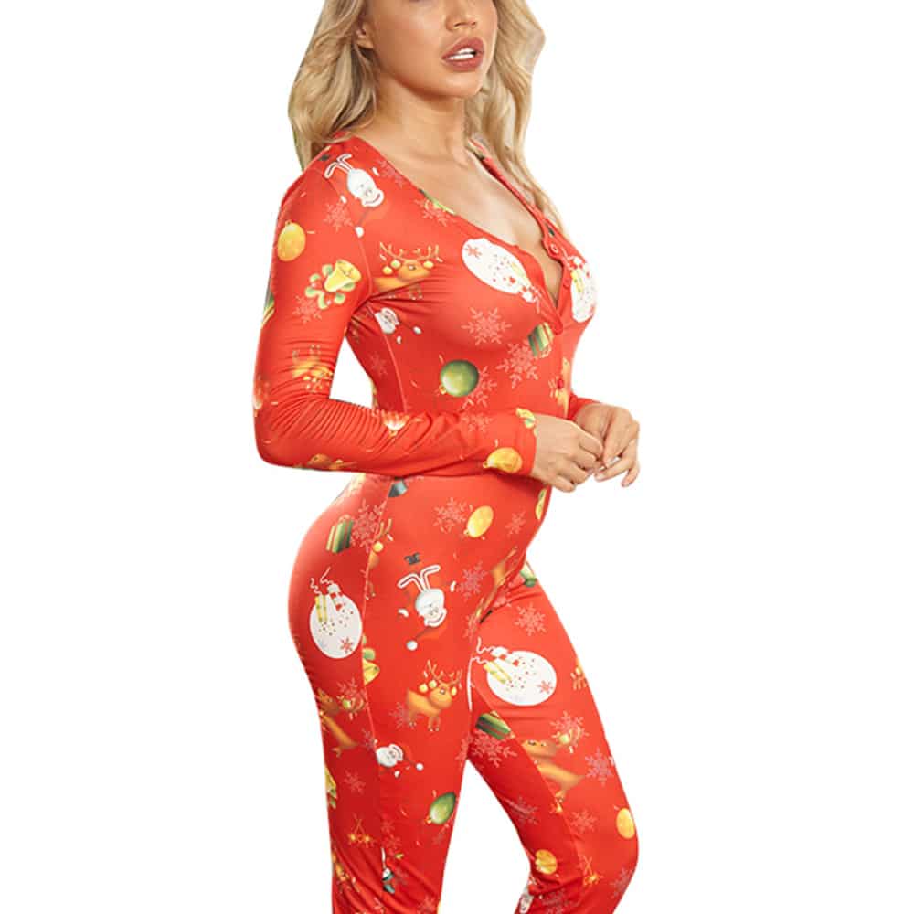 Pyjama combinaison sexy rouge manches longues pour femmes pyjama combinaison sexy rouge manches longues pour femmes