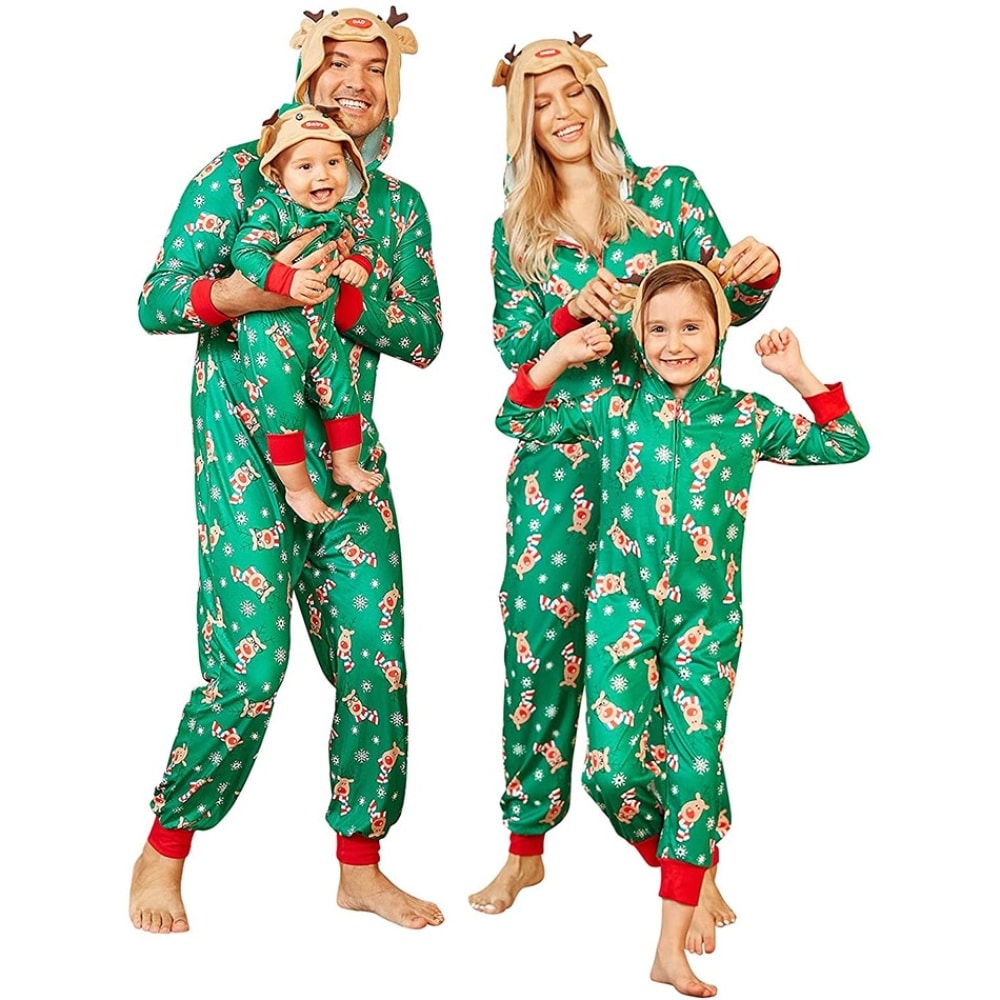 Pyjama combinaison Vert pour toute la famille complet, très à la mode, bonne qualité