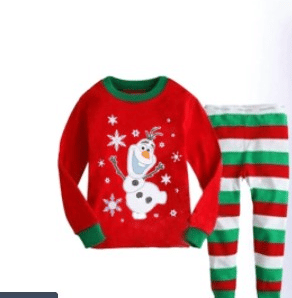Pyjama de noël avec rayures et bonhomme de neige pour enfants pyjama de noel avec rayures et bonhomme de neige pour enfants 2