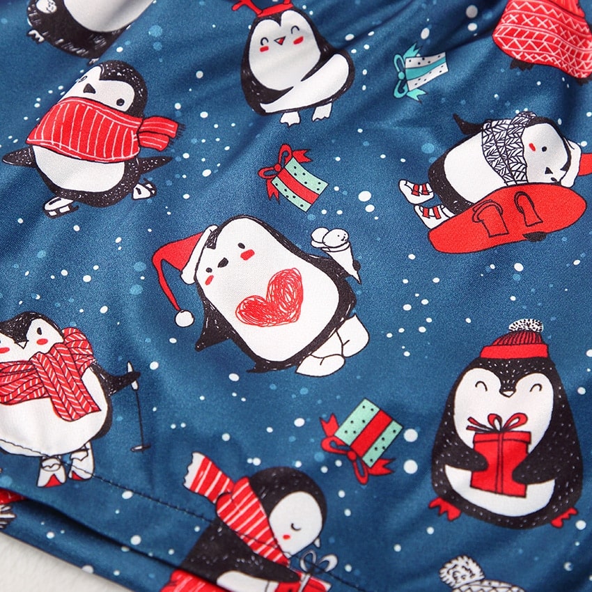 Pyjama de noël en satin motif pingouin pour femmes pyjama de noel en satin motif pingouin pour femmes 4