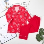 Pyjama de noël pour femmes motif flocon de neige rouge à la mode très haute qualité