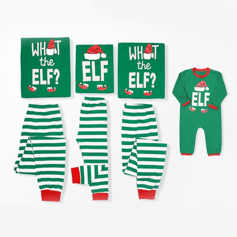 Pyjama Elfe de Noel assorti pour toute la famille en vert très haute qualité à la mode