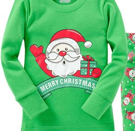 Pyjama Vert avec Père Noël pour enfants pyjama vert avec pere noel pour enfants 3