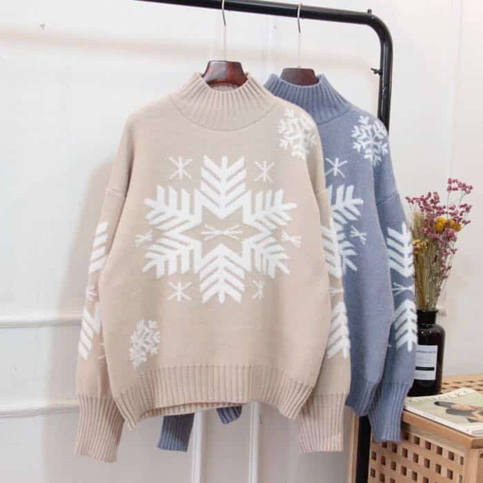 Pull de Noël tricoté avec flocon de neige pour femme pull de noel tricote avec flocon de neige pour femme 4
