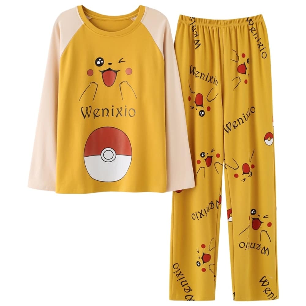 Pyjama Pokémon pour hommes et femmes jaunes à la mode