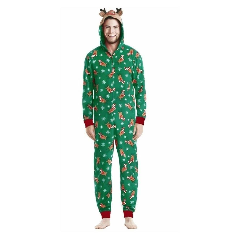 Combinaison De Noël Famille Renne Pyjama Unisexe En Peluche