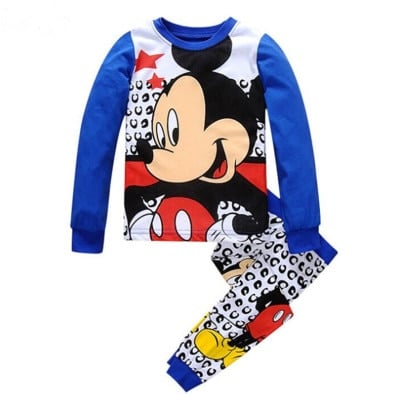 Pyjama Coton avec Mickey sur fond bleu à la mode très confortable