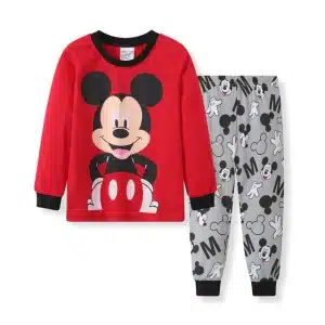Pyjama en Coton avec Mickey rouge et gris à la mode