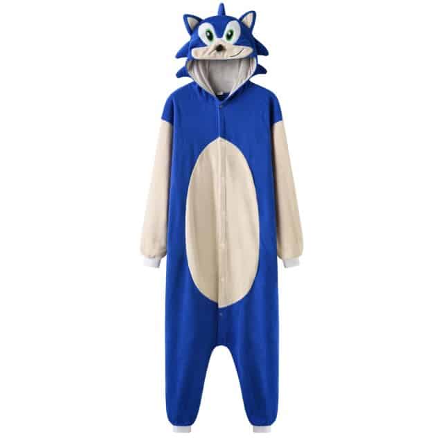 Combinaison pyjama Sonic à capuche bleu et blanc à la mode