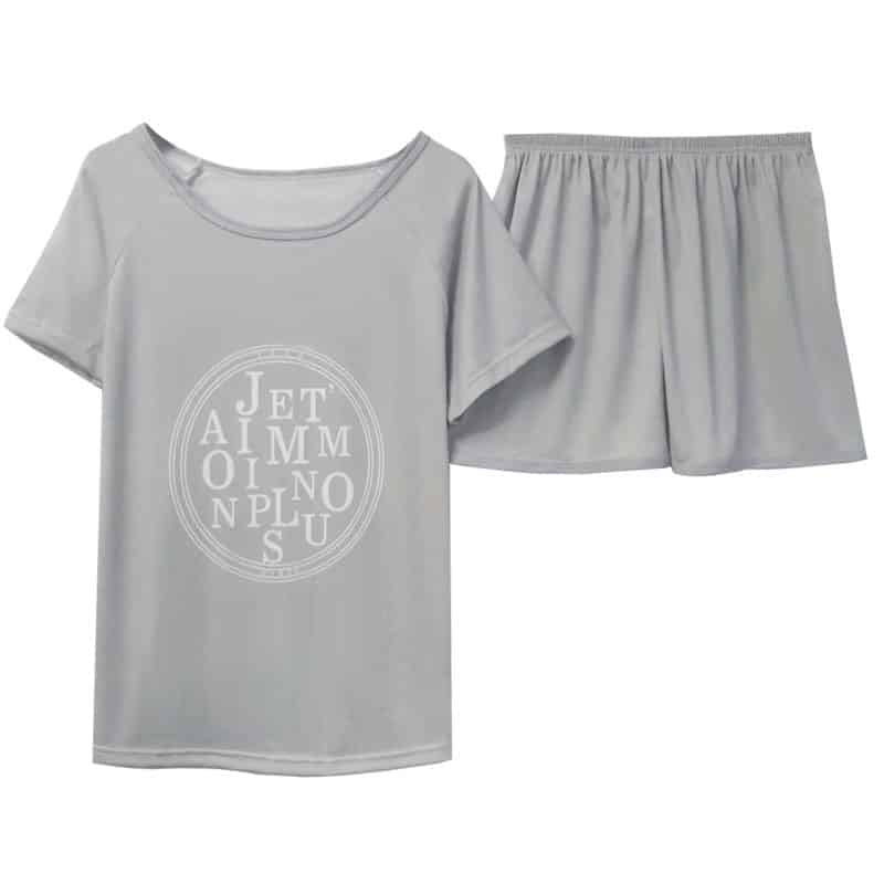 Pyjama d’été gris deux pièces à manches courtes pour femmes gris à la mode
