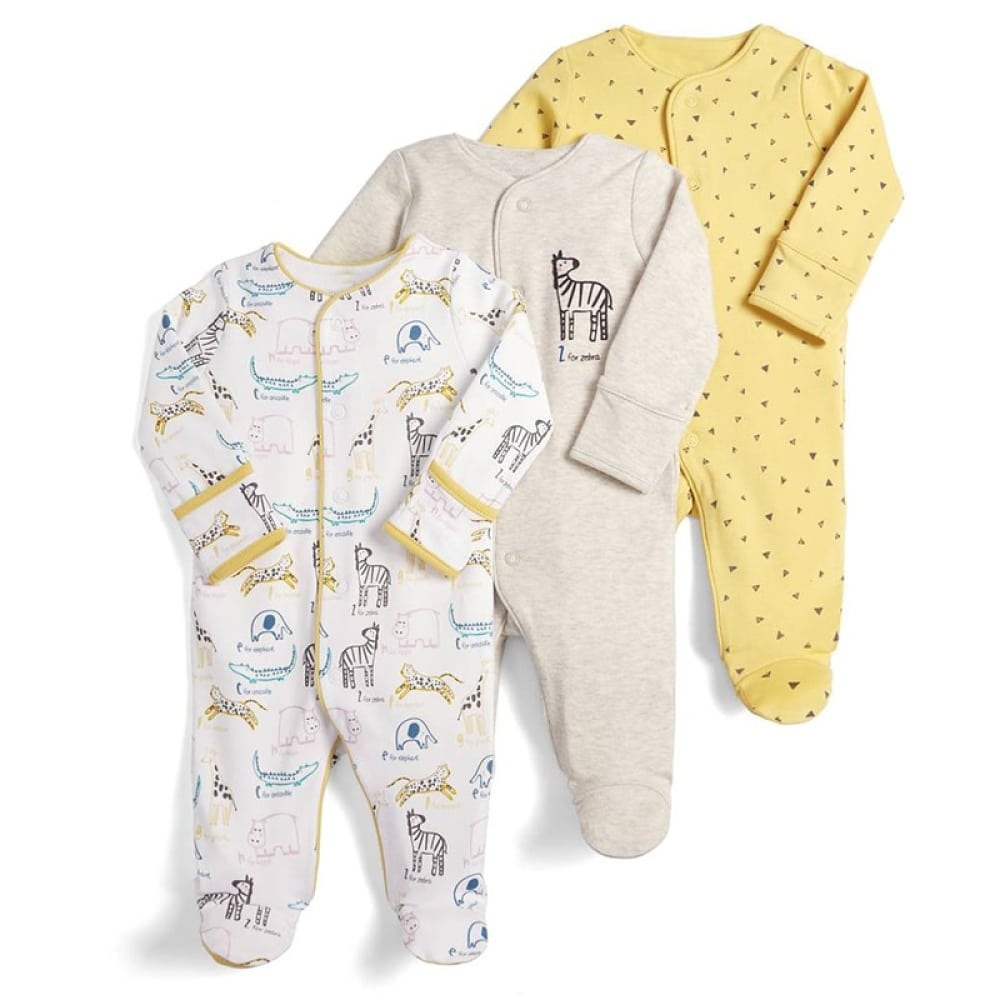 Pyjama combinaison 3 pièces à motif zèbre pour bébé avec un fond blanc