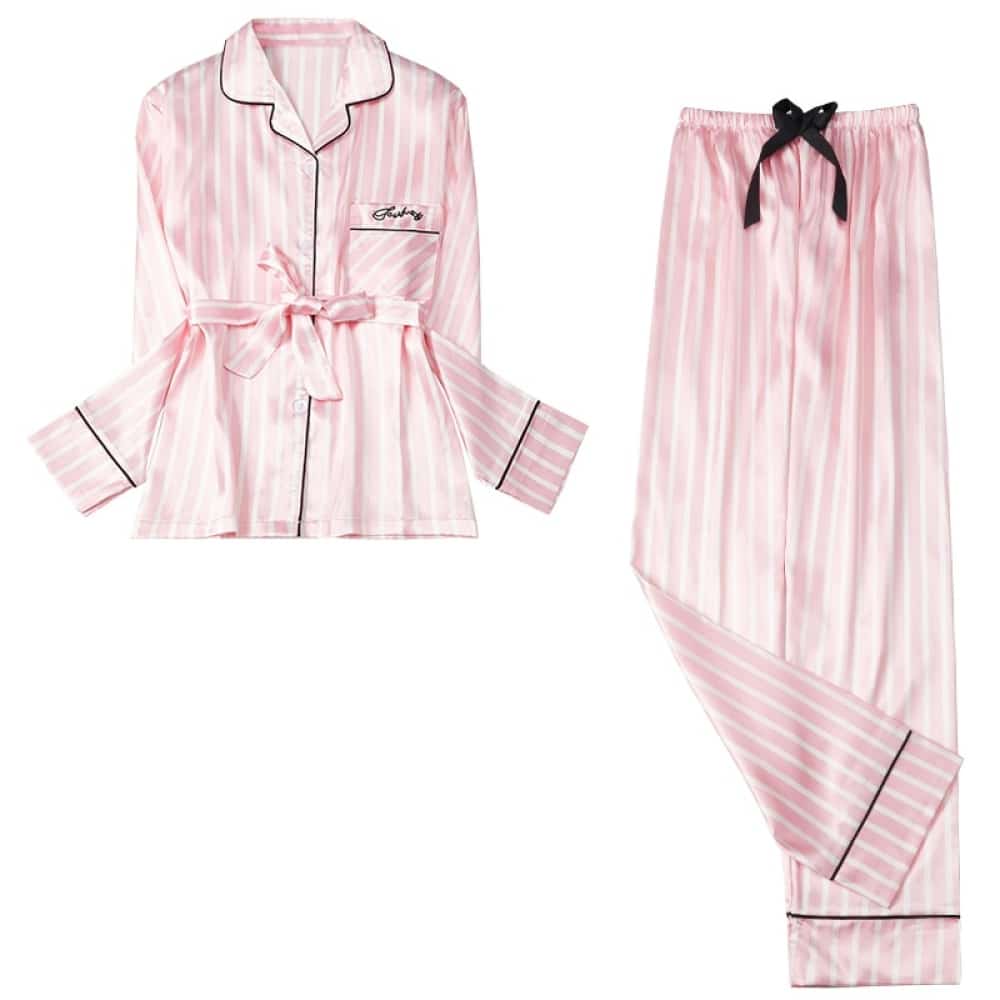 Pyjama femme deux pièces rose rayé blanc pyjama femme deux pieces en soie a motif poids 4