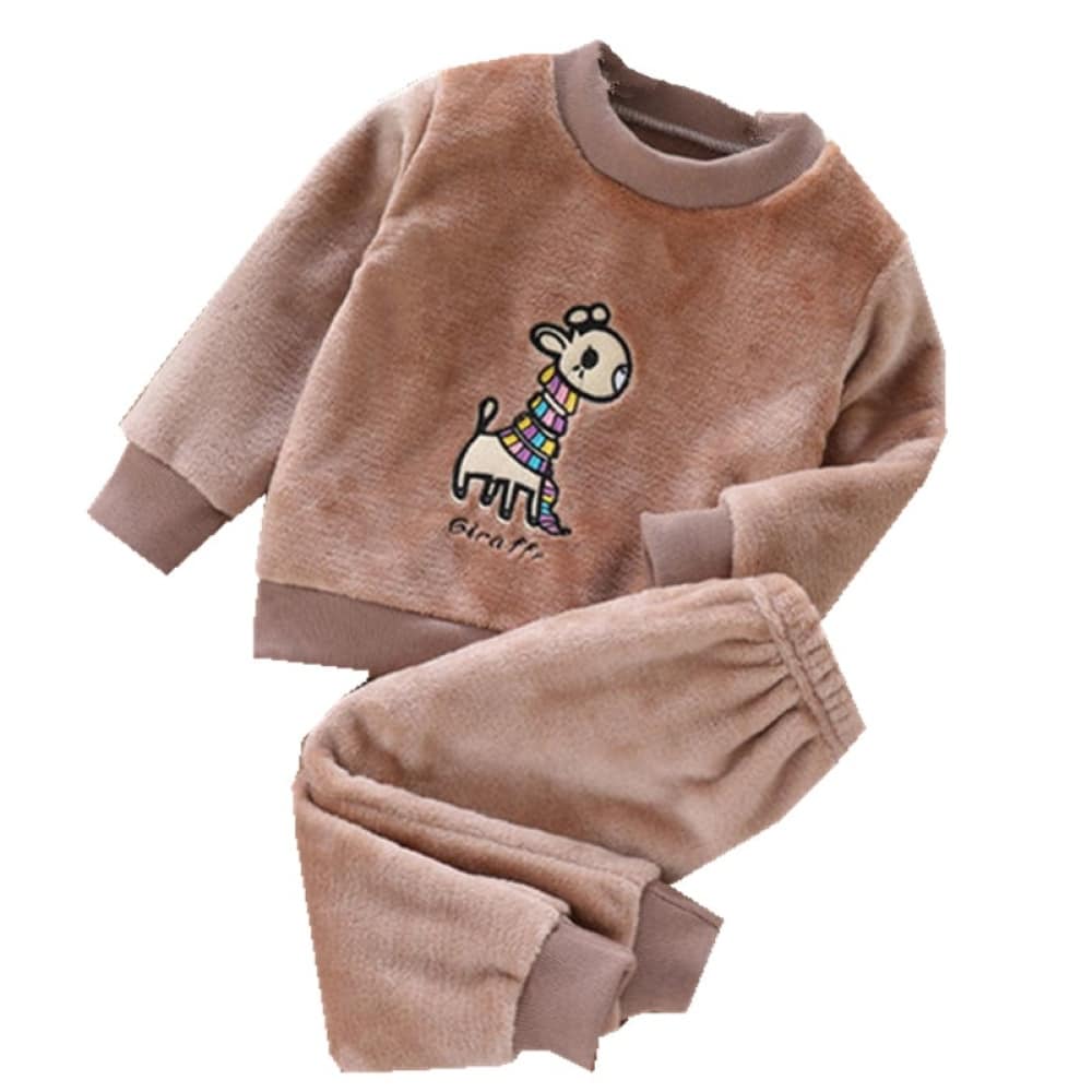 Pyjama polaire girafe pour enfants marron très confortable à la mode