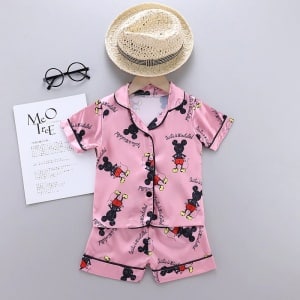 Pyjama Disney d'été pour enfant Mickey rose