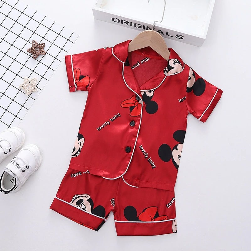 Pyjama Disney d'été pour enfant Mickey rouge